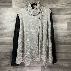 Lola Grace Womens cardigan sweater Gray black space die long sleeve shirt